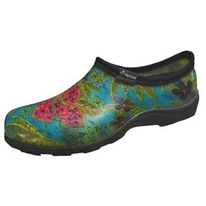 Sloggers Floral Rain Shoes Size 10 Waterproof Slip On Rubber Gardening Shoes